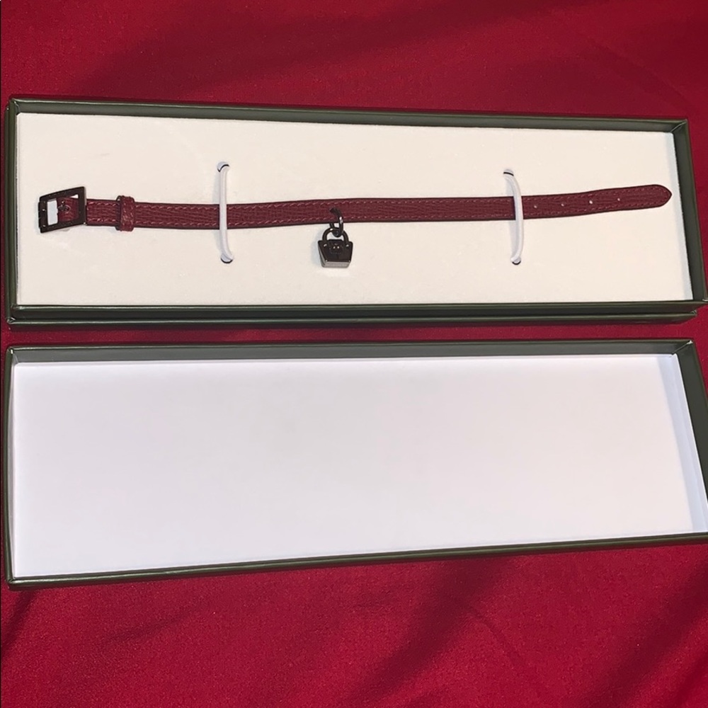Longchamp deep wine heritage leather bracelet